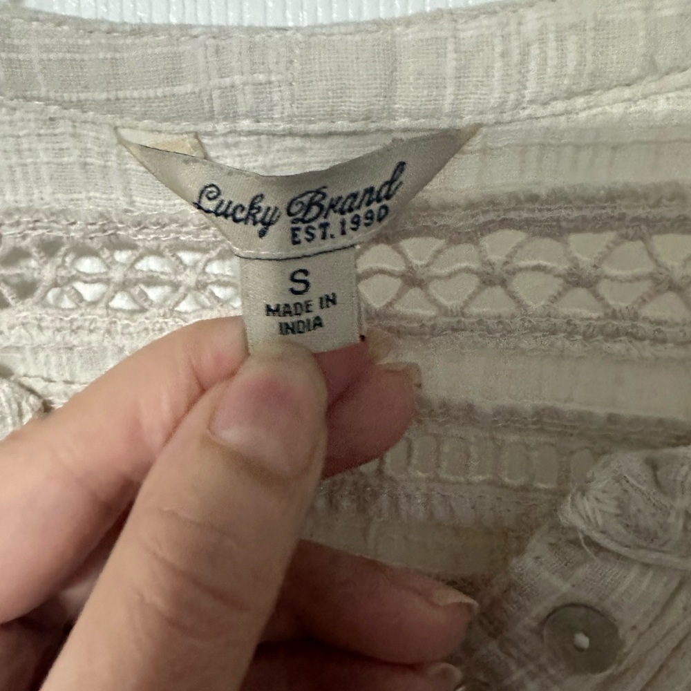 Lucky Brand Ribbed/Crocheted Button Front Henley Top - Picture 15 of 16